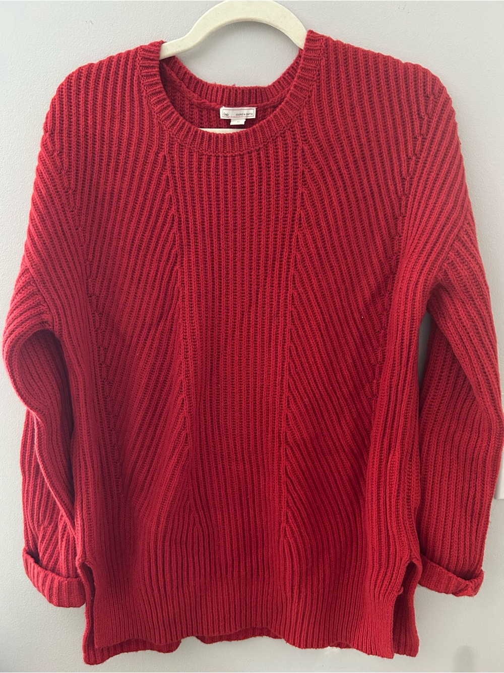 GAP Red Ribbed Crewneck Sweater